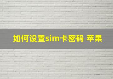 如何设置sim卡密码 苹果